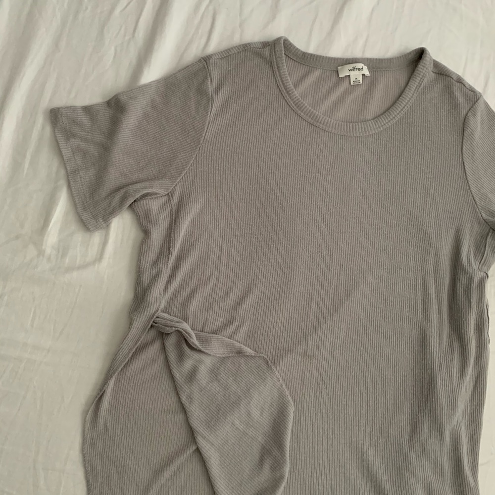 Grey Wilfred Ribbed Tee - Picture 4 of 4